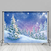 Lofaris Painted Snowy Winter Field Forest Scene Backdrop